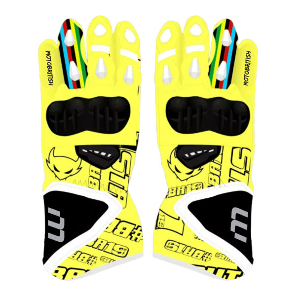 Alvaro Bautista SBK Neon Yellow Motorcycle Gloves 2023