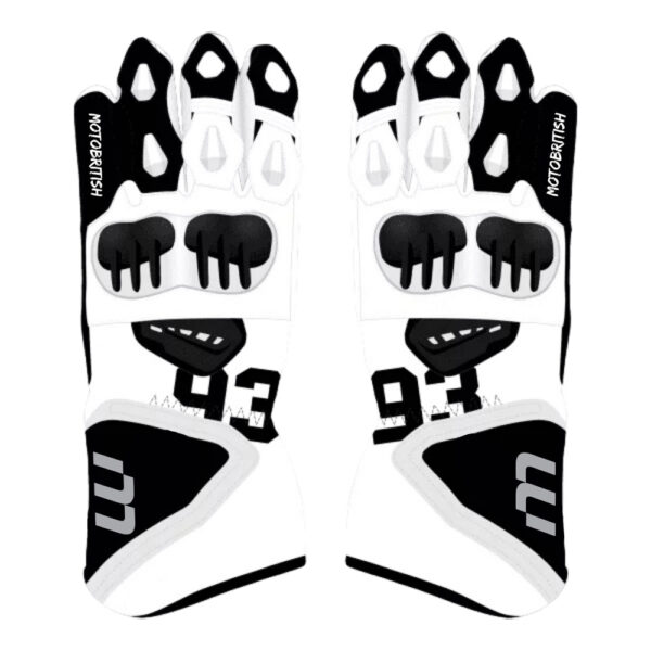 Marc Marquez Black And White Motorcycle Gloves 2024