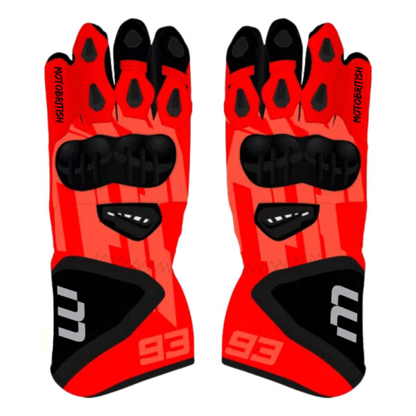 Marc Marquez Red Motorcycle Gloves 2024