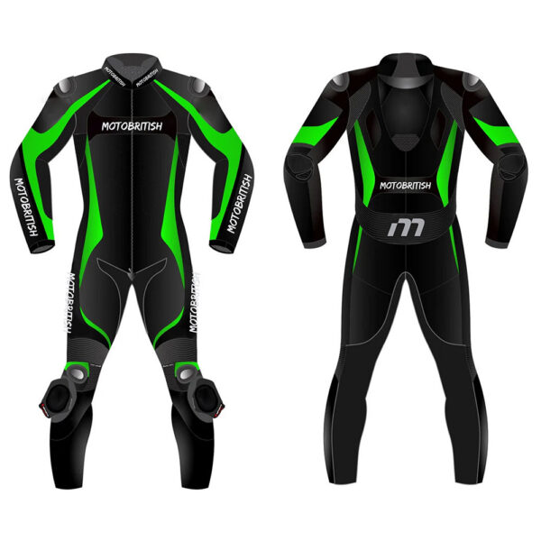 MotoBritish Black Green Motorcycle Racing Suit