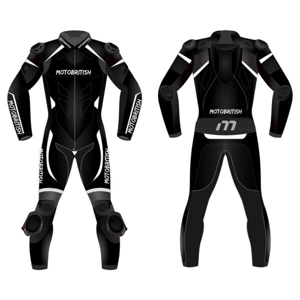 MotoBritish White Black Motorcycle Racing Suit