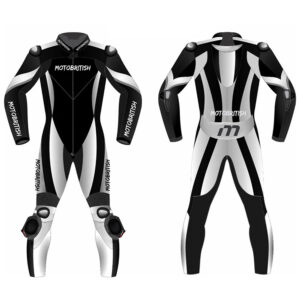 MotoBritish Black White Motorcycle Racing Suit