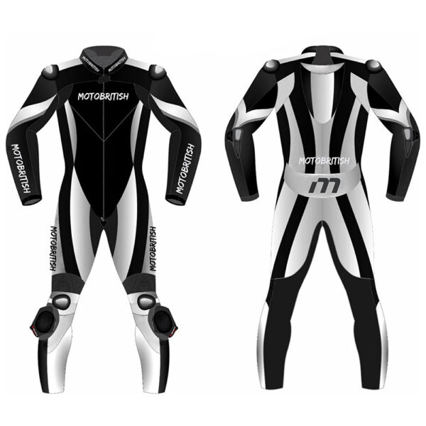 MotoBritish Black White Motorcycle Racing Suit