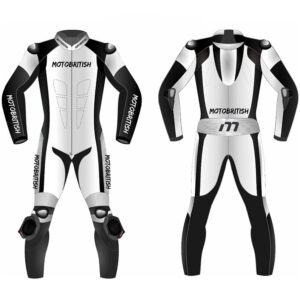 MotoBritish White and Black Motorcycle Racing Suit