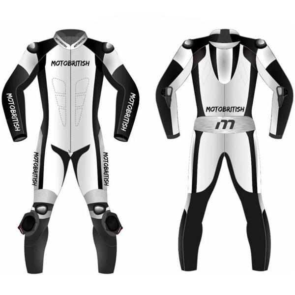 MotoBritish White and Black Motorcycle Racing Suit