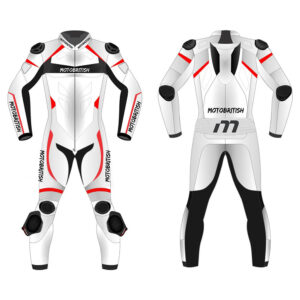 MotoBritish White Red Motorcycle Racing Suit