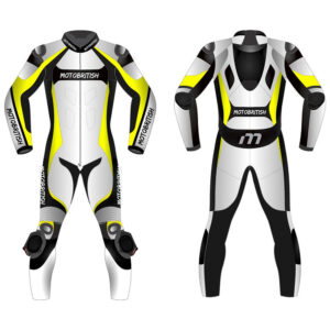 MotoBritish White Yellow Motorcycle Racing Suit